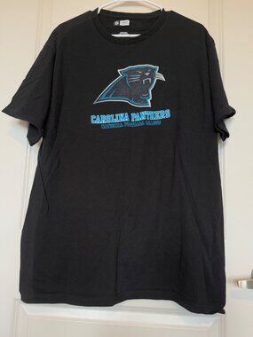 Carolina Panthers NFL Team Apparel Black T-Shirt Size L 100% Cotton Fan Gear